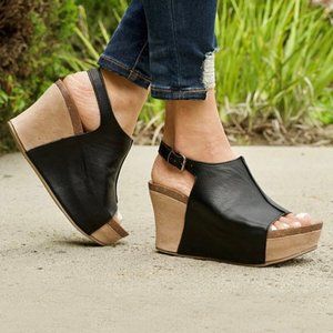 Black Platform Wedge Sandal